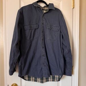 L.L. Bean Navy Blue Long-Sleeve Casual Button-Down Shirt